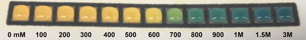 a row of colored bubbles showing a concentration gradient