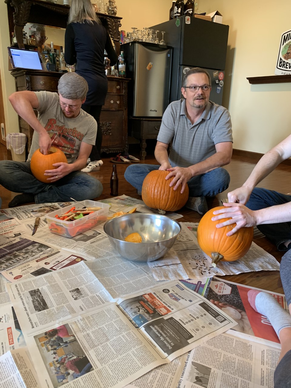 Greg getting to ready to carve the best pumpkin