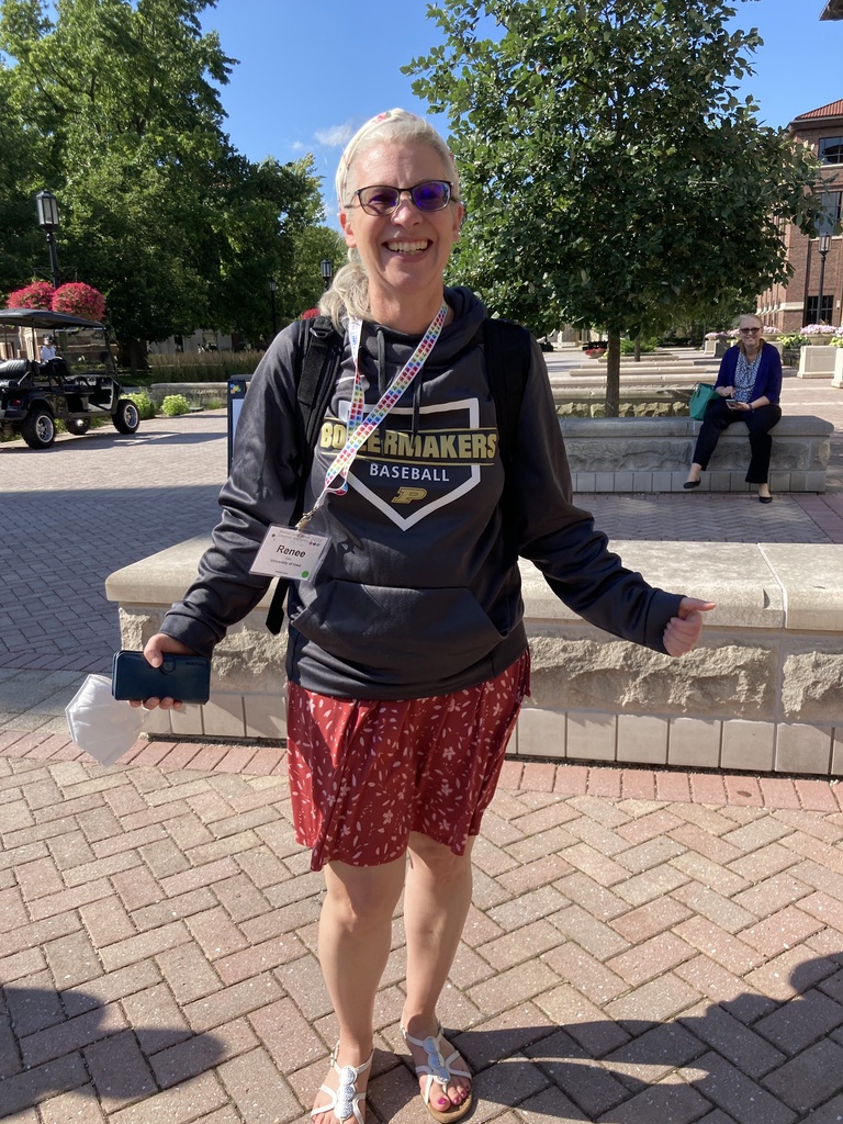 Renee sporting the Purdue baseball team with the sweater borrowed from Dr. Towns