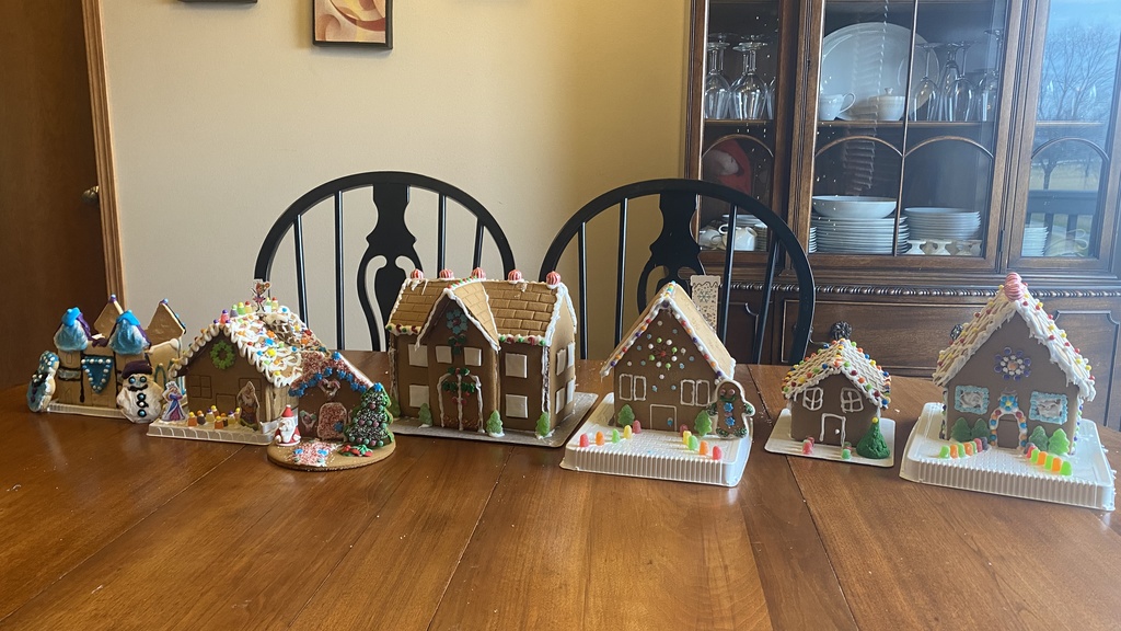 Our gingerbread village before houses were relocated to group members home