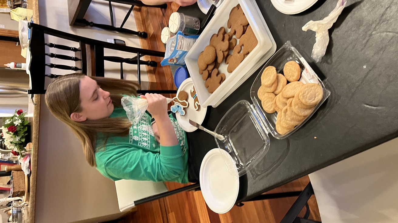 Andrea decorating cookies